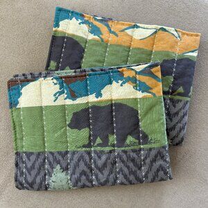 Greenland Home Quilt Pillow Shams Set of 2 Standard Black Bear Lodge Moose Cabin